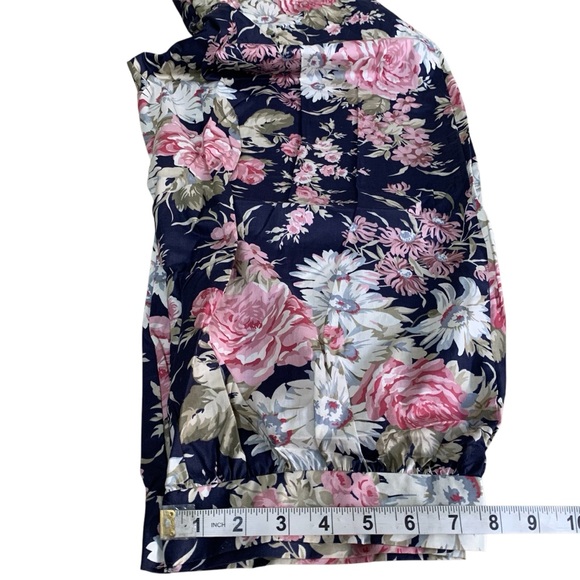 Vintage Laura Ashley Great Britain Cottagecore Floral Crop Jumpsuit Bow Pockets - Picture 8 of 12